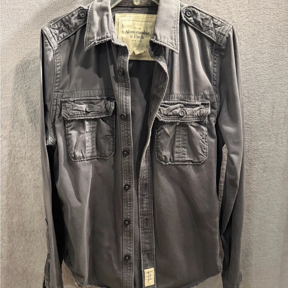 Abercrombie & Fitch Men's Slate Gray Military Field Shirt Jacket